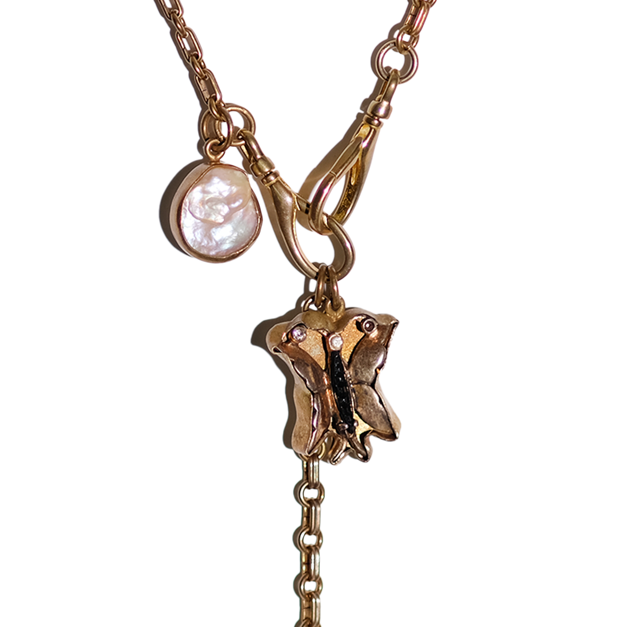 Butterfly + Pearl Lariat